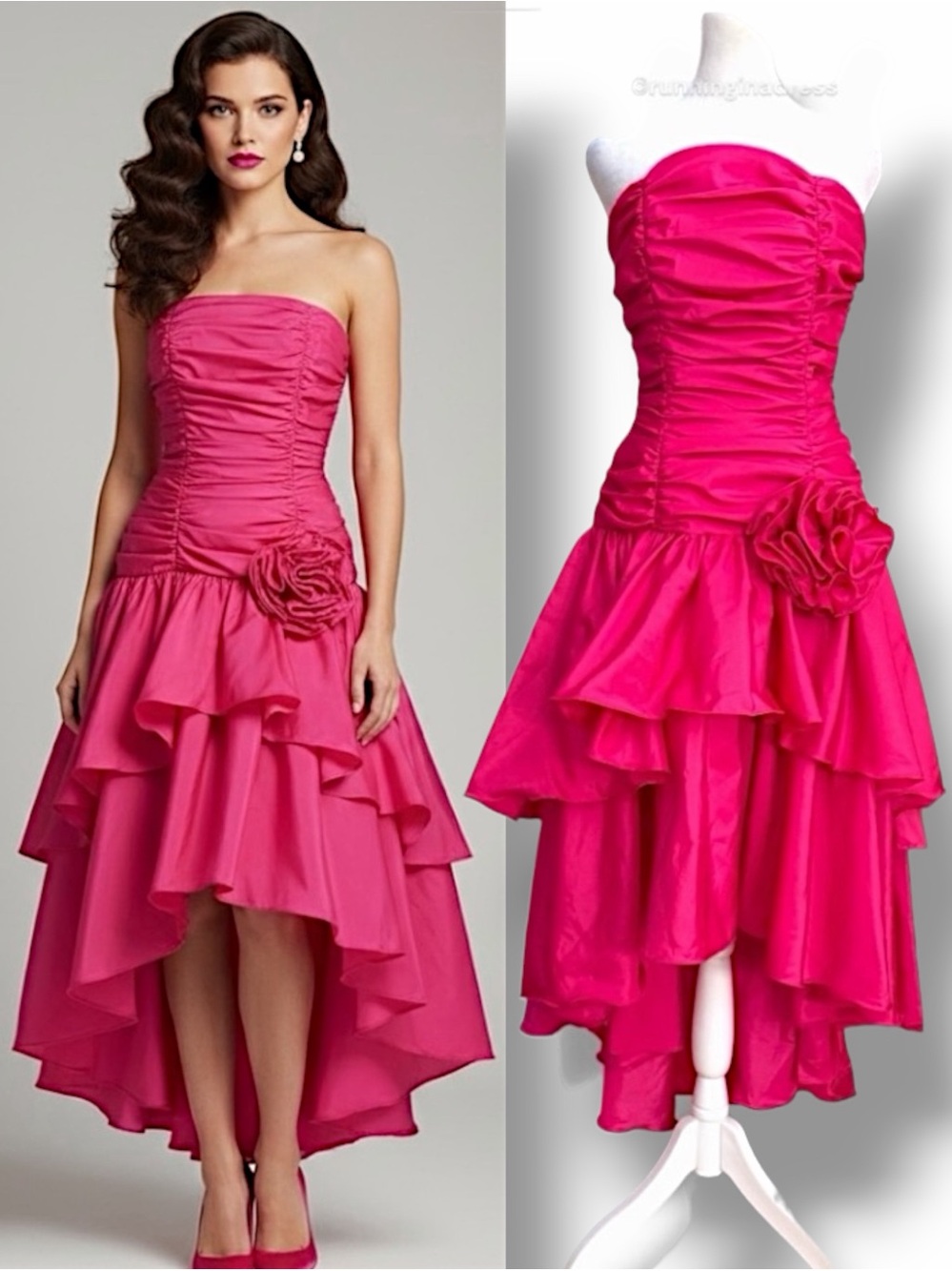 Vintage 1989 Mike Benet Pink High Low Prom Dress Size 0 XS Tagged Vtg 10